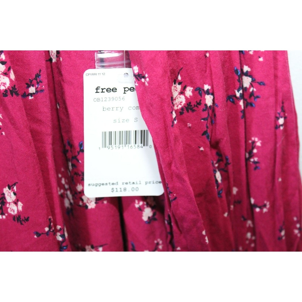 NWT Free People Paloma Floral Button Peasant Top Berry Combo Small Cottagecore - Picture 10 of 13